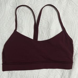 Lululemon Flow Y Bra Nulu Light Support, in red merlot. Size 4.